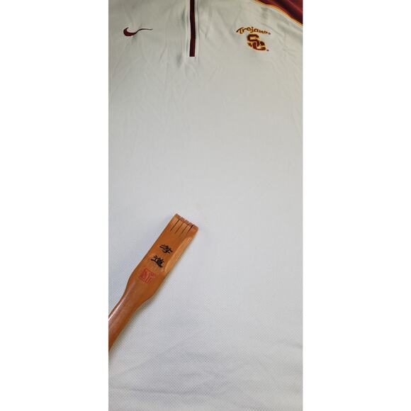 Nike Vintage USC Trojans Sz XL Embroidered WHITE Red Polo 1/4 Zip Mens Team C25 - Picture 4 of 10